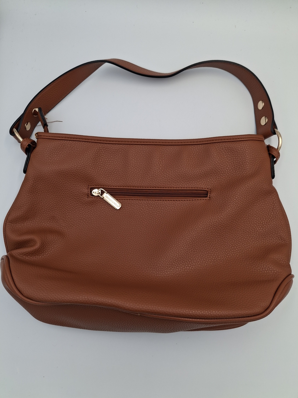 Montana West Cognac Pebbled Shoulder Bag with Gold Hardware